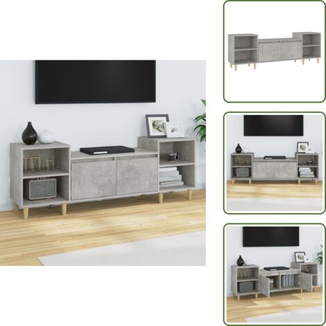 The Living Store Mueble para TV madera contrachapada gris hormigón 160x35x55 cm - Madera contrachapada