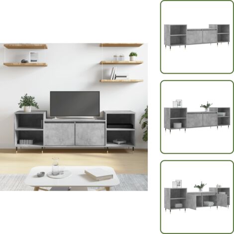 The Living Store Mueble para TV madera contrachapada gris hormigón 160x35x55 cm - Madera contrachapada