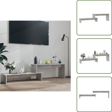 The Living Store Mueble para TV madera contrachapada gris hormigón 180x30x43 cm - Mueble industrial