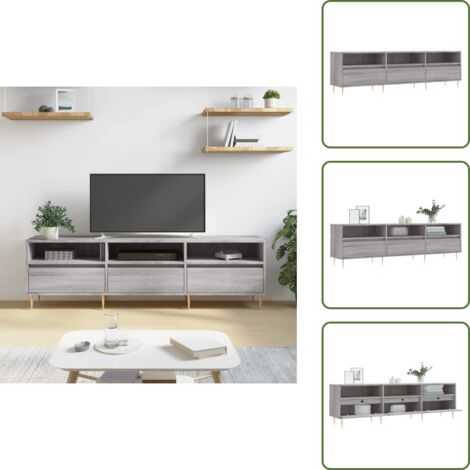 The Living Store Mueble para TV madera contrachapada gris Sonoma 150x30x44,5 cm - Madera contrachapada