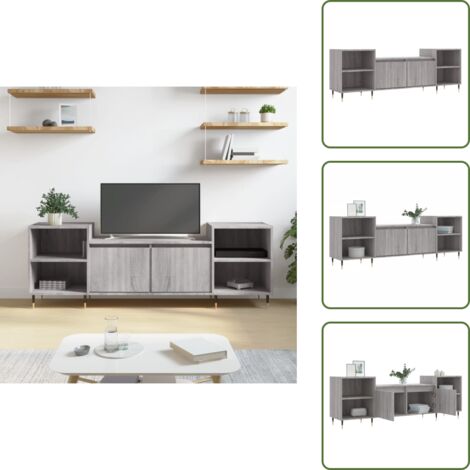 The Living Store Mueble para TV madera contrachapada gris Sonoma 160x35x55 cm - Madera contrachapada