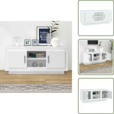 The Living Store Mueble para TV madera contrachapada negro 102x35x45 cm - Mueble de madera contrachapada