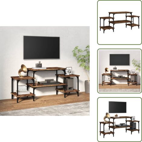 The Living Store Mueble para TV madera contrachapada roble ahumado 117x35x52 cm - Madera contrachapada