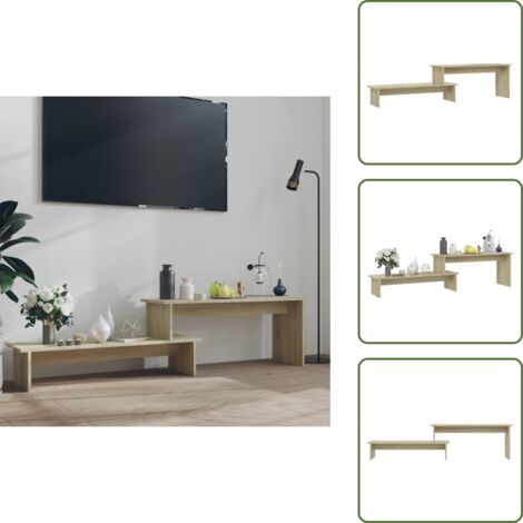 The Living Store Mueble para TV madera contrachapada roble Sonoma 180x30x43 cm - Mueble industrial