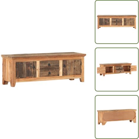 The Living Store Mueble para TV madera de acacia y madera reciclada 120x30x40 cm - Madera de acacia
