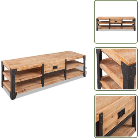 The Living Store Mueble para TV madera maciza de acacia 140x40x45 cm - Madera maciza
