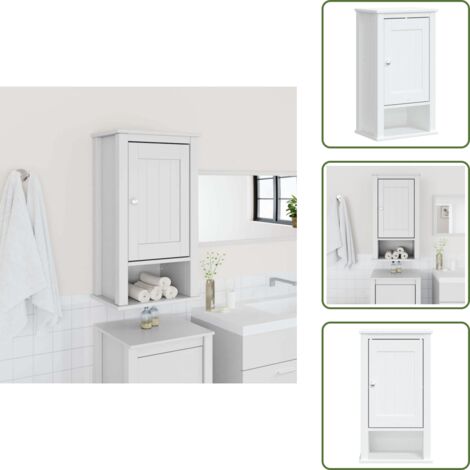 The Living Store Mueble pared baño BERG madera maciza pino blanco 40x27x71,5 cm - Mueble de baño