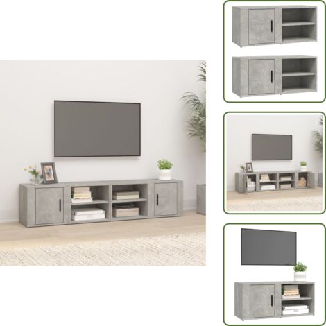 The Living Store Mueble TV 2 uds madera contrachapada gris hormigón 80x31,5x36cm - Mueble de TV