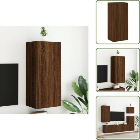 The Living Store Mueble TV de pared madera ingeniería marrón roble 40,5x30x90 cm - Mueble de TV