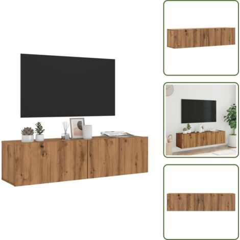The Living Store Mueble TV de pared madera ingeniería roble artisan 120x30x30 cm - Mueble de tv