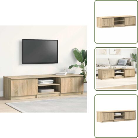 The Living Store Mueble TV madera contrachapada color roble Sonoma 140x40x35,5cm - Mueble de tv de madera