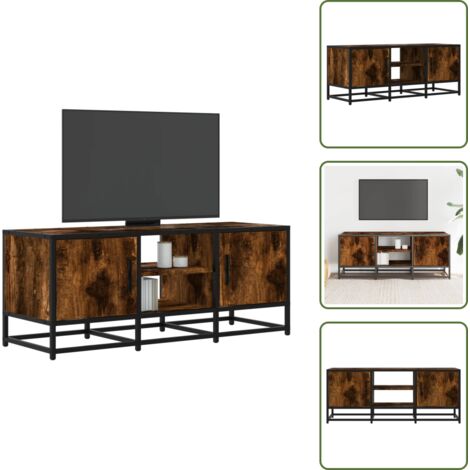 The Living Store Mueble TV metal y madera ingeniería roble ahumado 100x35x41 cm - Mueble de sala