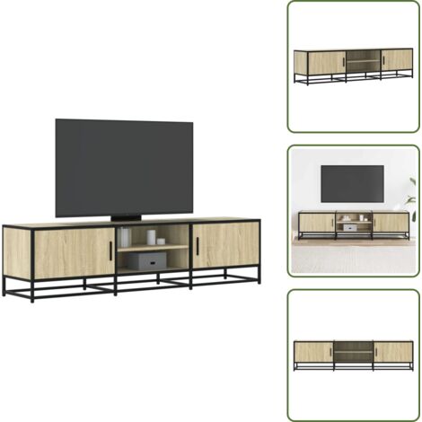 The Living Store Mueble TV metal y madera ingeniería roble Sonoma 160x35x41 cm - Mueble de sala