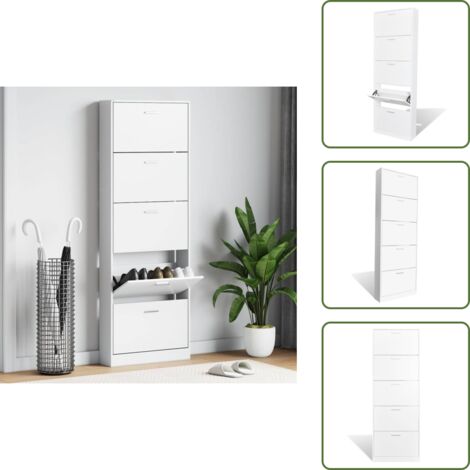 The Living Store Mueble zapatero blanco con 5 compartimentos - Almacenamiento de zapatos