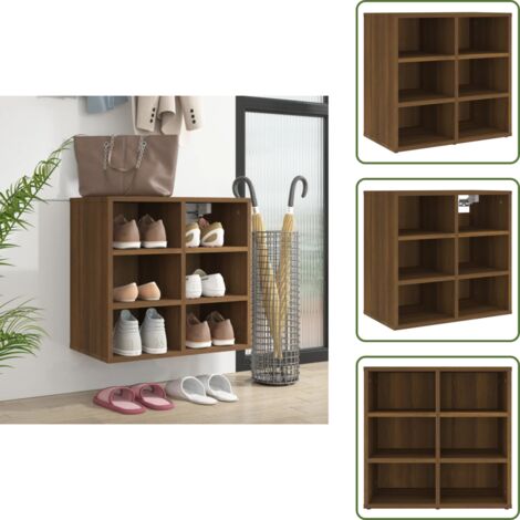The Living Store Mueble zapatero color marrón roble 52,5x30x50 cm - Estantería para zapatos