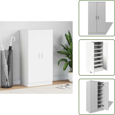 The Living Store Mueble zapatero con 7 estantes blanco - Almacenamiento de zapatos