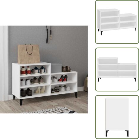 The Living Store Mueble zapatero madera contrachapada blanco 102x36x60 cm - Estantes para zapatos