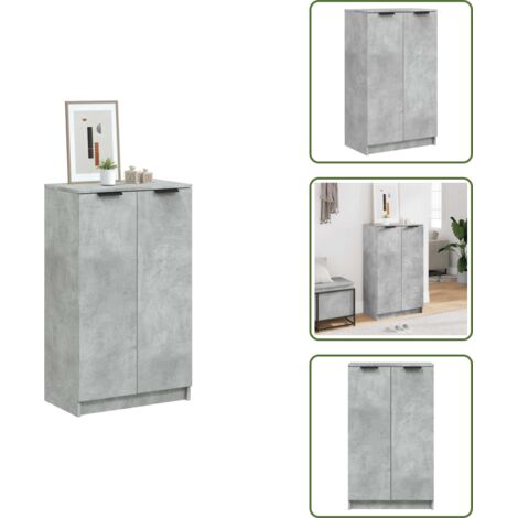The Living Store Mueble zapatero madera contrachapada gris hormigón 59x35x100,5 cm - Muebles para dormitorio