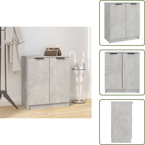 The Living Store Mueble zapatero madera contrachapada gris hormigón 59x35x70 cm - Armario de zapatos