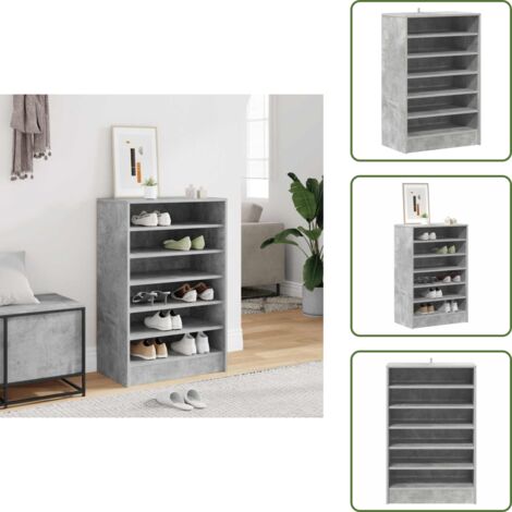The Living Store Mueble zapatero madera contrachapada gris hormigón 60x35x92 cm - Muebles de madera