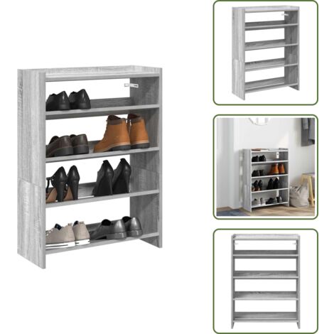 The Living Store Mueble zapatero madera contrachapada gris sonoma 60x25x81 cm - Muebles de almacenamiento