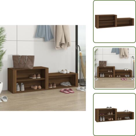 The Living Store Mueble zapatero madera contrachapada marrón roble 150x35x45 cm - Armario de recibidor