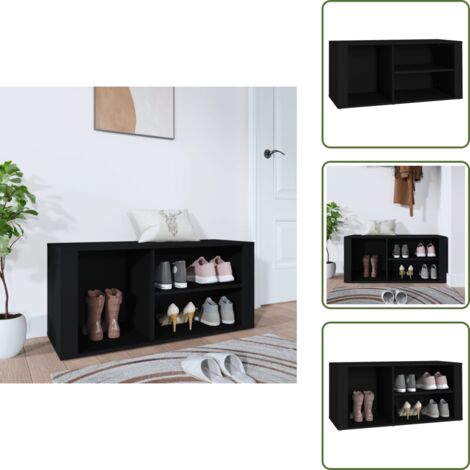 The Living Store Mueble zapatero madera contrachapada negro 100x35x45 cm - Armario de recibidor
