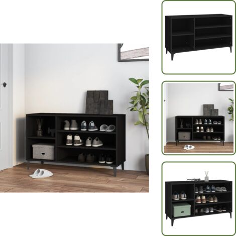 The Living Store Mueble zapatero madera contrachapada negro 102x36x60 cm - Armario de recibidor