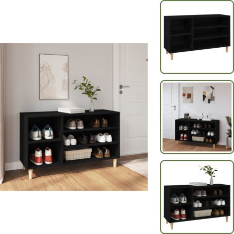 The Living Store Mueble zapatero madera contrachapada negro 102x36x60 cm - Armario de recibidor