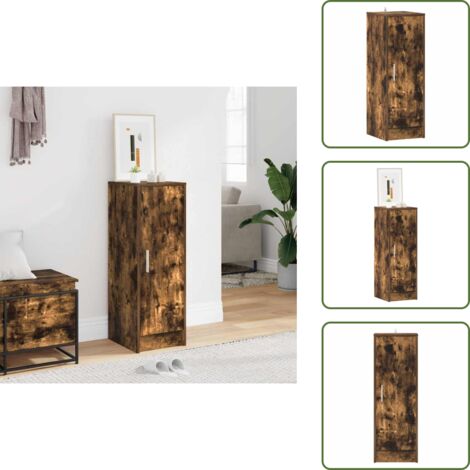 The Living Store Mueble zapatero madera contrachapada roble ahumado 32x35x92 cm - Muebles de madera