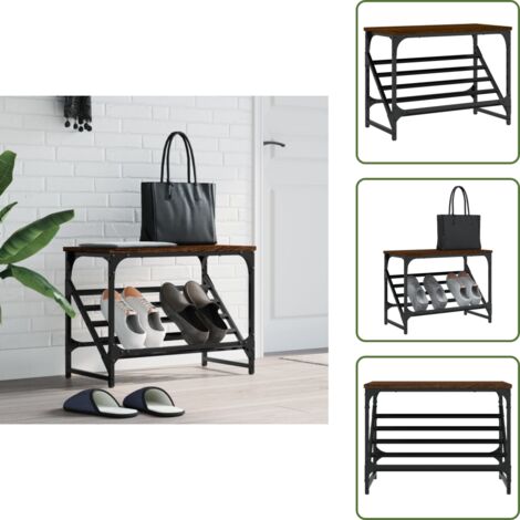 The Living Store Mueble zapatero madera de ingeniería marrón roble 60x30x45 cm - Muebles de entrada