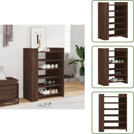 The Living Store Mueble zapatero madera ingeniería marrón roble 74,5x37,5x100 cm - Muebles de madera