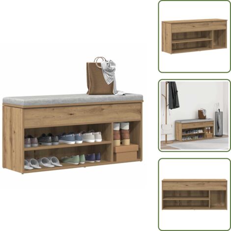 The Living Store Mueble zapatero madera ingeniería roble artisan 102x30,5x45 cm - Banco para zapatos