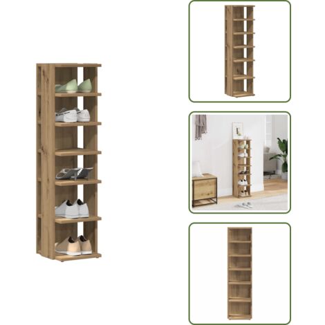 The Living Store Mueble zapatero madera ingeniería roble artisan 28x27x102 cm - Mueble de madera