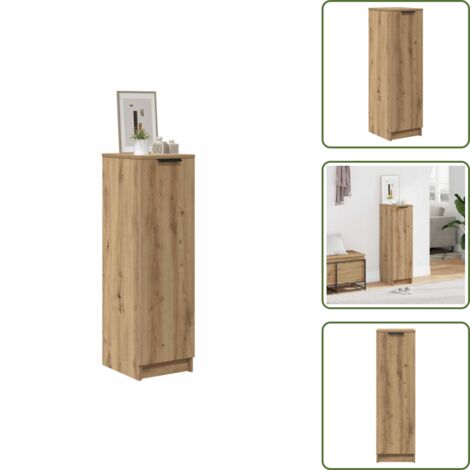 The Living Store Mueble zapatero madera ingeniería roble artisan 29,5x35x100,5cm - Muebles de madera