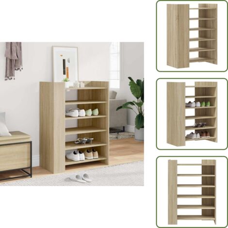 The Living Store Mueble zapatero madera ingeniería roble Sonoma 74,5x37,5x100 cm - Muebles de madera