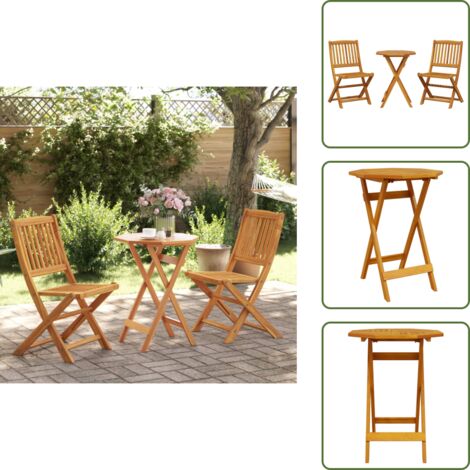 The Living Store Muebles cafetería plegables 3 pzas madera maciza acacia - Acacia