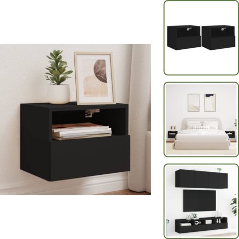 The Living Store Muebles de pared TV 2 uds madera ingeniería negro 40x30x30 cm - Muebles de pared
