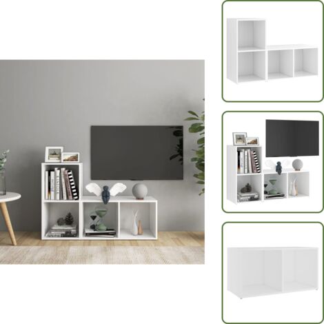 The Living Store Muebles de salón 2 pzas madera ingeniería blanco 72x35x36,5 cm - Muebles de TV
