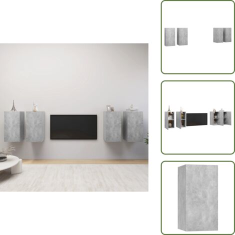 The Living Store Muebles de salón 4 pzas gris hormigón 30,5x30x60 cm - Muebles de pared