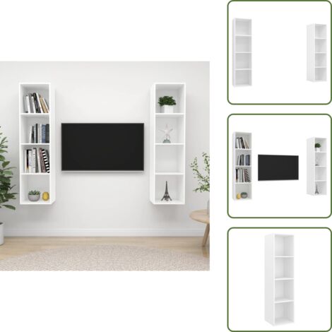 The Living Store Muebles de salón de pared 2 piezas madera de ingeniería blanco - Muebles de salón