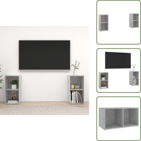 The Living Store Muebles de salón de pared 2 pzs madera ingeniería gris hormigón - Muebles de salón