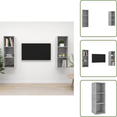 The Living Store Muebles de salón de pared 2 pzs madera ingeniería gris hormigón - Muebles de salón