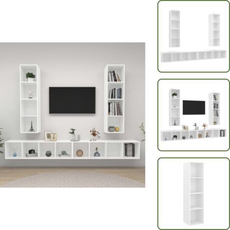 The Living Store Muebles de salón de pared 4 piezas madera de ingeniería blanco - Muebles de salón