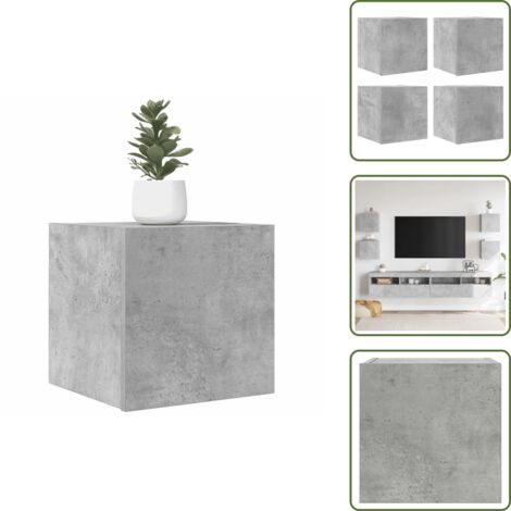 The Living Store Muebles de salón de pared 4 uds gris hormigón 30,5x30x30 cm - Muebles de salón