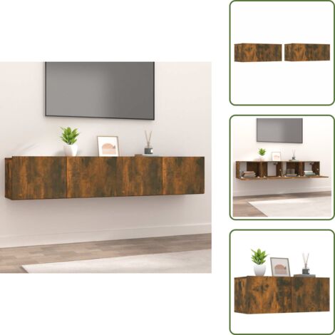 The Living Store Muebles de TV 2 uds madera ingeniería color roble 80x30x30 cm - Muebles de pared