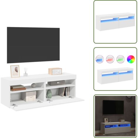 The Living Store Muebles de TV con luces LED 2 uds blanco 60x35x40 cm - Soporte para TV con luces RGB