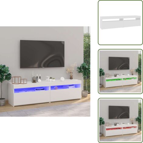 The Living Store Muebles de TV con luces LED 2 unidades blanco 75x35x40 cm - Armarios de TV modernos