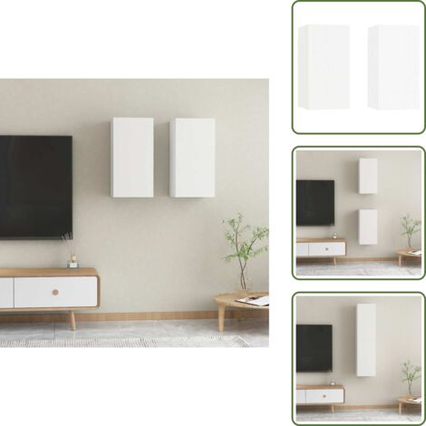 The Living Store Muebles para TV 2 uds madera contrachapada blanco 30,5x30x60 cm - Muebles de pared
