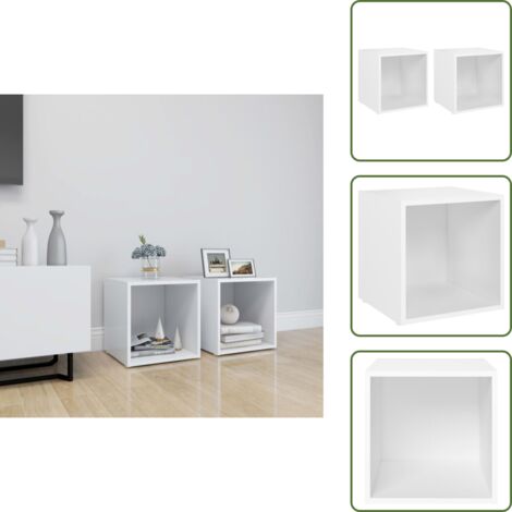 The Living Store Muebles para TV 2 uds madera contrachapada blanco 37x35x37 cm - Muebles de TV